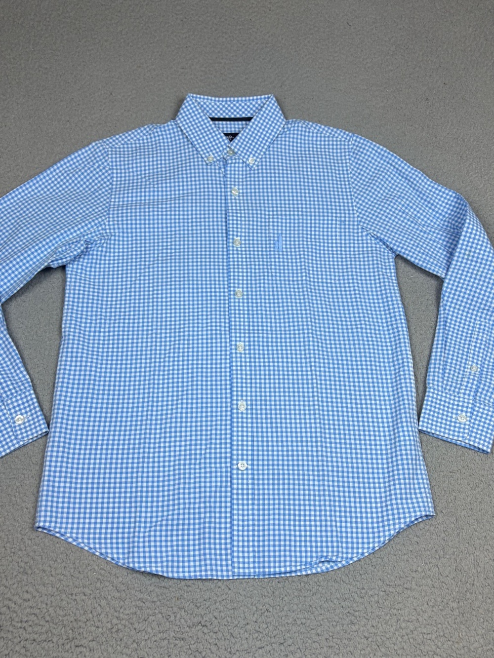 Johnnie O Shirt Mens Size Small (14) Blue Gingham Check Button Down Long Sleeve